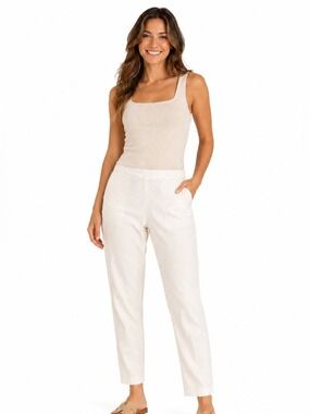 Coastalcore GAP White Linen Blend Capri Cropped Pants Small